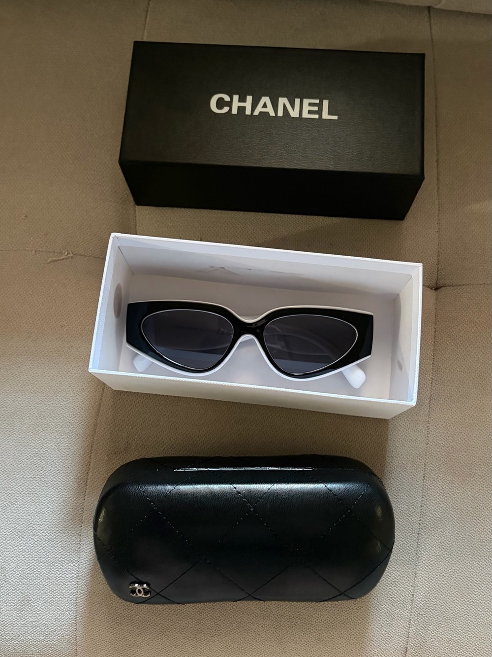 Black Cat-Eye Sunglasses with Silver Trim